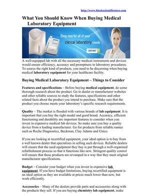 What You Should Know When Buying Medical Laboratory Equipment 