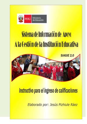 Instructivo para el Ingreso de Calificaciones SIAGIE 2,0