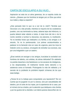 carta de esculapio a su hijo