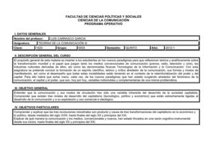 Programa Teorías de la Comunicación III