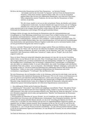 Salvatore Puleda: Die Krise des historischen Humanismus und der Neue Humanismus