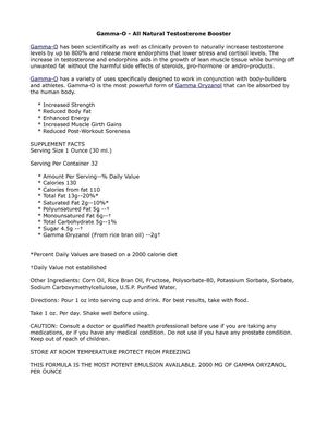 Gamma-O - All Natural Testosterone Booster
