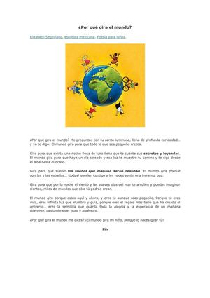 Por qué gira el mundo, un cuento de ElizabetH Segoviano