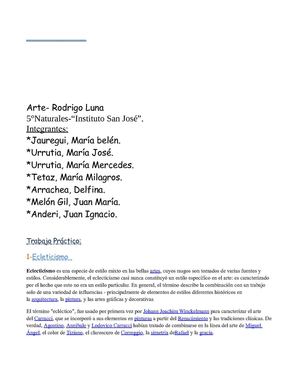 Trabajo Arte: "Recreacion y Ecleticismo"