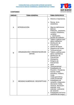 CONTENIDOS ESTADÍSTICA