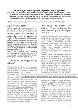 ¿Es el Ángel de la iglesia el pastor de la iglesia?