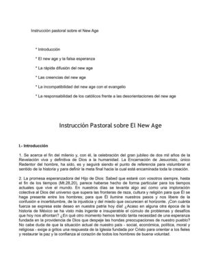 Instrucción Pastoral New Age