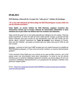 SOS Racisme refuserait de s'occuper des "sales gwers" victimes de lynchages