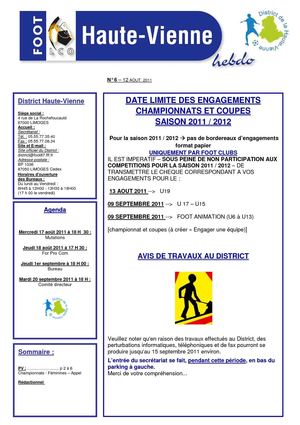 Hebdo 87 N° 6 du 12.08.2011