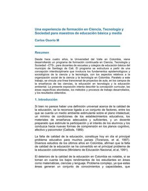 Una experiencia de formación en Ciencia