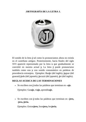 Ortografía de la letra J