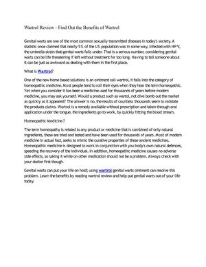 Wartrol Review - Find Out the Benefits of Wartrol