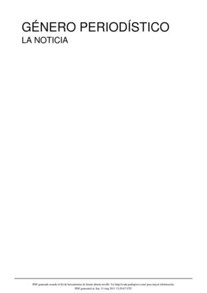 Género Periodístico. La noticia