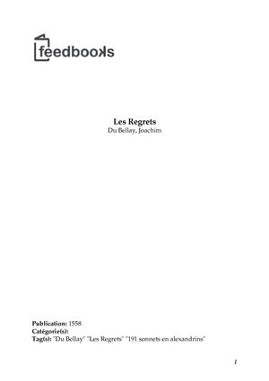 Du Bellay, Joachim - Les Regrets