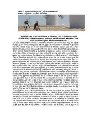 El ingenioso hidalgo Don Quijote de la Mancha. Capítulo VIII 