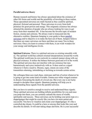 Parallel universe theory