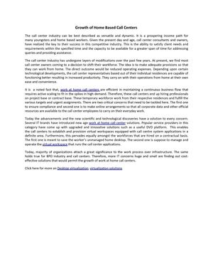 Growth of Home Based Call Centers