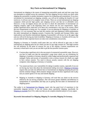 Key Facts on International Car Shipping