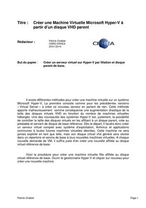 Créer une VM par filiation