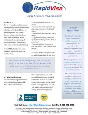 K-1 Fiancee Visa Information