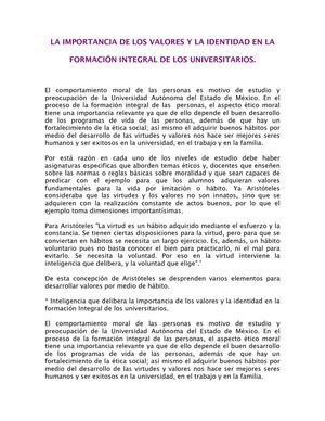 la importancia de los valores