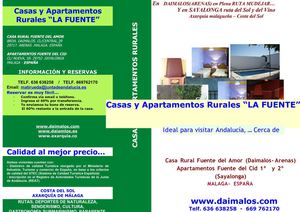 DÍPTICO CASAS RURALES LA FUENTE DEL AMOR Y FUENTE DEL CID