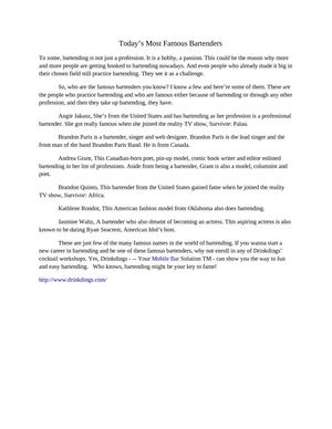 Today’s Most Famous Bartenders