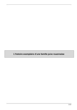 Histoire d'une famille juive à Rouen