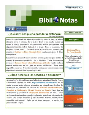 BiblioNotas-Agosto, 2011