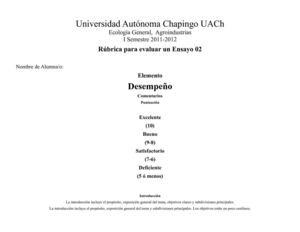 RUBRICA DE UN ENSAYO FINAL