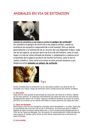 animales en via de extincion