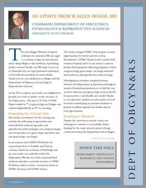 Department of OBGYN at Magee newsletter_Summer 2011