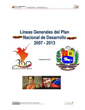Líneas Generales del Plan Nacional de Desarrollo (Plan Nacional Simón Bolívar) 2007-2013