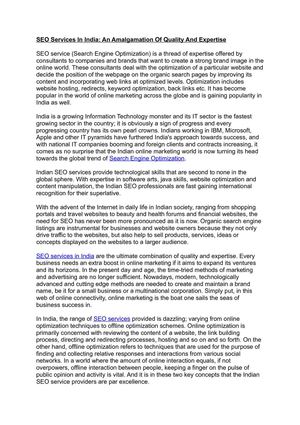 SEO Services In India: An Amalgamation Of Quality And Expertise