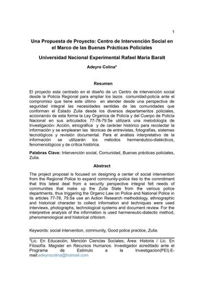 PROPUESTA DE INVESTIGACION : BUENAS PRACTICAS POLICIALES
