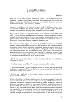 El soldadito de plomo, un cuento de Hans Christian Andersen