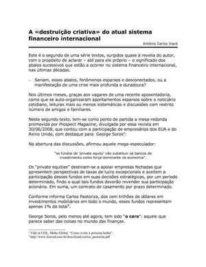 A «destruição criativa» do atual sistema financeiro internacional 