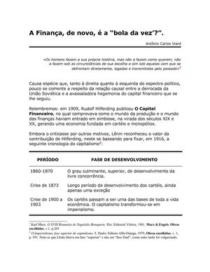 A Finança, de novo, é a “bola da vez”?