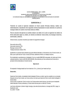 Ejercicio Nomina Excel 