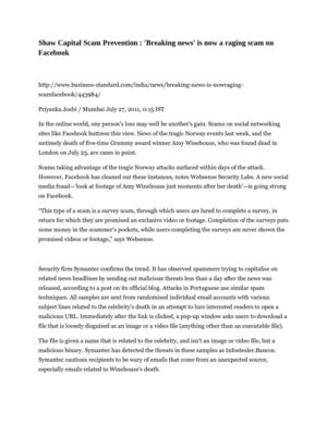 Shaw Capital Scam Prevention : 'Breaking news' is now a raging scam on Facebook