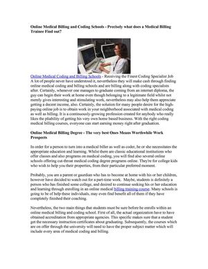 Online Medical Coding and Billing Schools