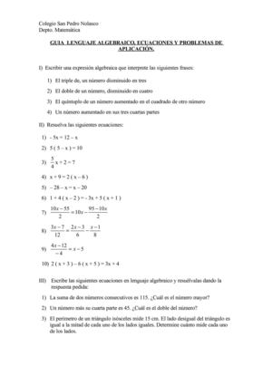 Lenguaje algebraico y ecuaciones