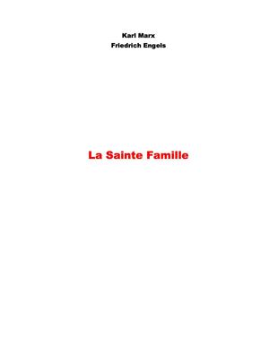 Karl Marx et Friedrich Engels : la sainte famille (février 1845)