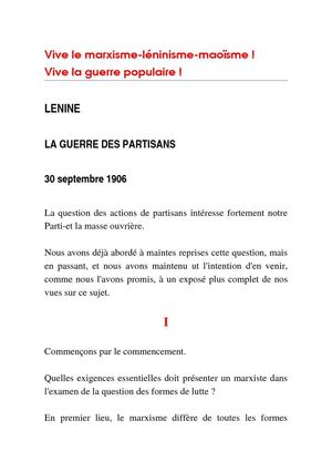 Lénine : la guerre des partisans (30 septembre 1906)