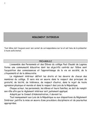 Règlement intérieur