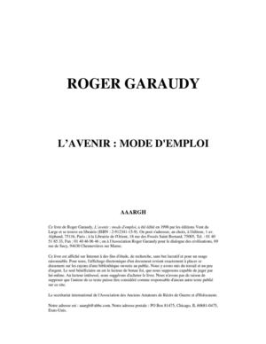 Roger Garaudy : l'avenir, mode d'emploi (1998)