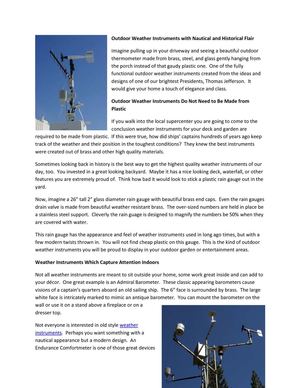 Outdoor Weather Instruments with Nautical and Historical Flair 