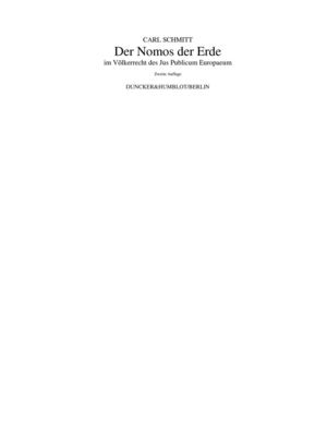 Der Nomos der Erde - Carl Schmitt