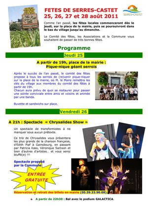 programme fête Serres Castet 2011