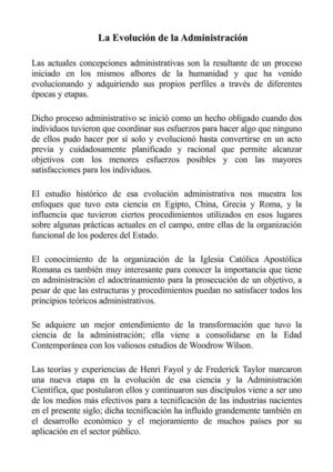 LA EVOLUCION DE LA ADMINISTRACION